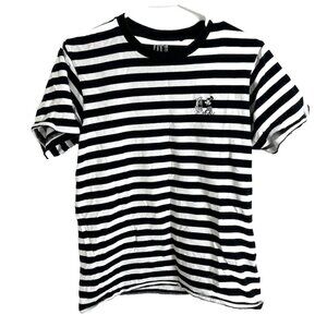 Uniqlo Black And White Striped Steamboat Willie Mickey Tshirt XS